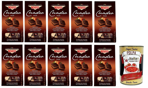 10 x Novi Cuadro Noir, chocolate pralines with hazelnuts and low-fat cocoa, 150 g bag + Italian Gourmet Polpa di Pomodoro 400 g tin