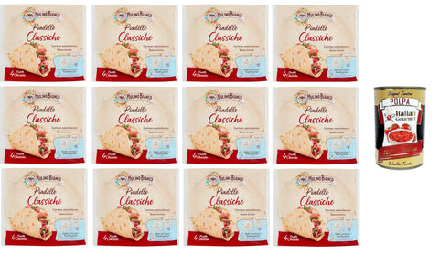 Mulino Bianco Piadelle Classic Piadelle Naturally Acidified without Lard, 12 x 300 g + Italian Gourmet Polpa 400 g