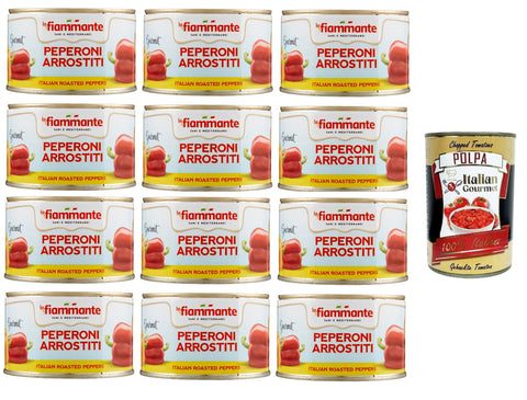 La Fiammante Peppers Arrostiti Roasted Peppers 12 x 350 g + Italian Gourmet Polpa 400 g