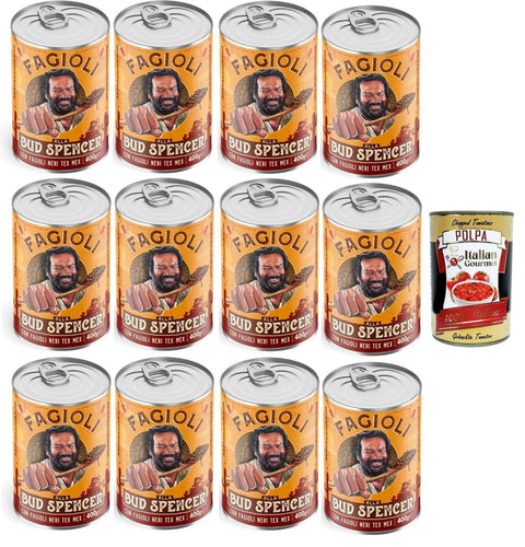 Fagioli alla Bud Spencer Tex Mex, Bud Power Bud-Spencer-Tex Mex Beans Ready to Try 12 x 400 g + Italian Gourmet Polpa 400 g