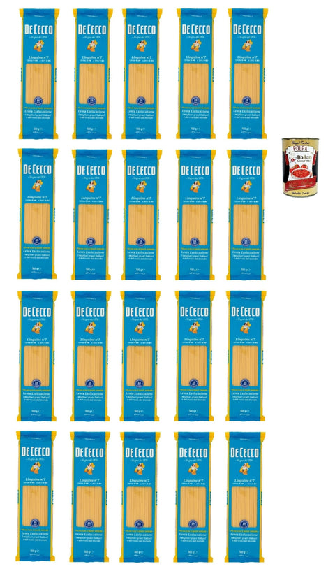 De Cecco Linguine n. 7 100% Italian Pasta Noodles 20 x 500 g + Italian Gourmet Polpa 400 g