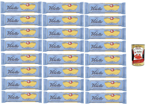 Voiello Pasta Spaghetti Scanalati, Pasta 100% Italian N. 107, Bronze Drawing, 24 x 500 g + Italian Gourmet Polpa 400 g