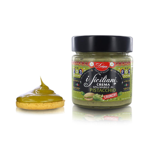 Pistachio Cream with Pistachio Crunks [Crunchy], Made in Italy, ''I Siciliani'', 200 g Jar