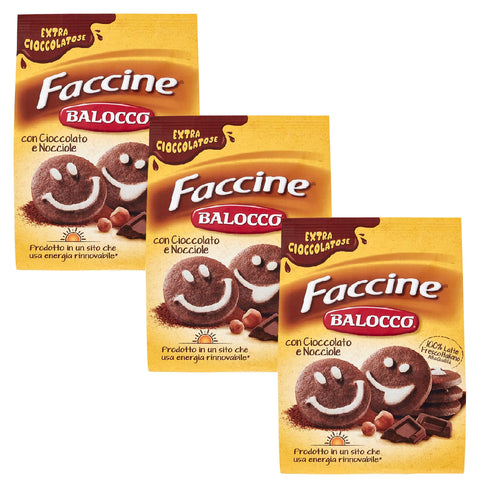 Balocco Faccine Italian Shortbread Pastry with Chocolate and Hazelnuts 700 g (Faccine, x3)
