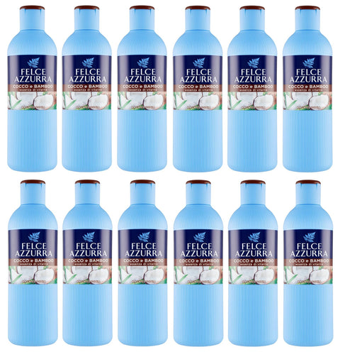 Paglieri Felce Azzurra Bagnodoccia Cocco e Bamboo, Coconut and Bamboo Body Wash, Shower Gel, 650 ml, Pack of 12