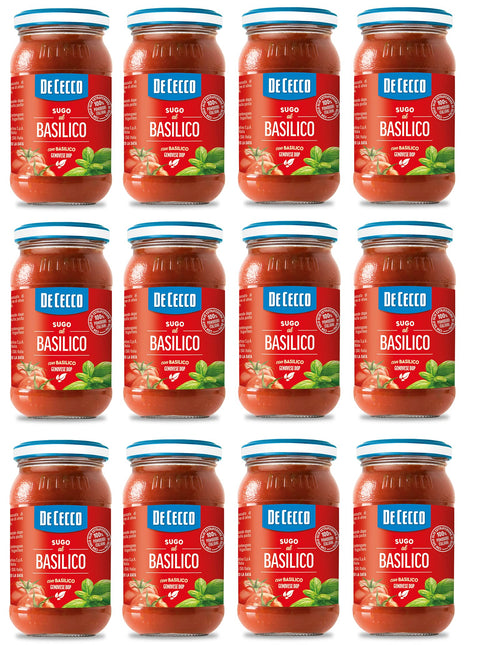 12x De Cecco Sugo al Basilico Genovese DOP Sauce with Genovese Basil with 100% Italian Tomatoes 200 g