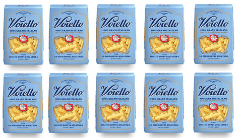 Voiello Lo Zito Doppia Rigatura n°128 Pasta 100% Italian Wheat 500 g Pasta Made of Durum Wheat Semolina Bronze Drawing Pack of 10