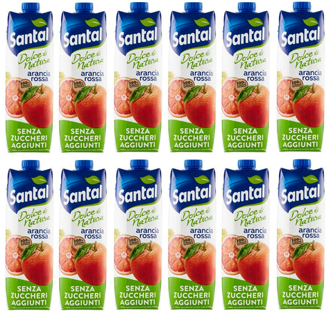 12 x Parmalat Santal Succo di Frutta Arancia Rossa Dolce di Natura Zero Zuccheri Aggiunti Blood Orange Fruit Juice Zero Added Sugar Refreshing Soft Drink Tetrapack 1000 ml
