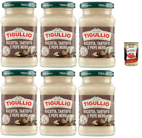 Star Tigullio GranPesto Ricotta Tartufo Pepe Nero, Ricotta Cheese, Truffle and Black Pepper, 6 x 190 g Sauce Sauce + Italian Gourmet Polpa 400 g