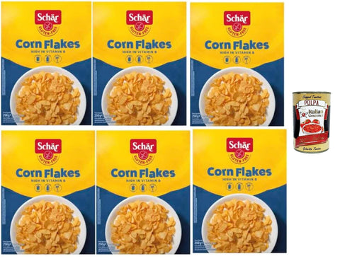 Schär Corn Flakes Dietetici Senza Glutine, Cereal, Corn Flakes Gluten-Free Diets 6 x 250 g + Italian Gourmet Polpa 400 g