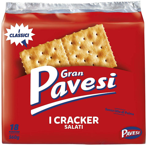 12 x Gran Pavesi Crackers Salati Salati Salt Pastry Salted 560 g Biscuits