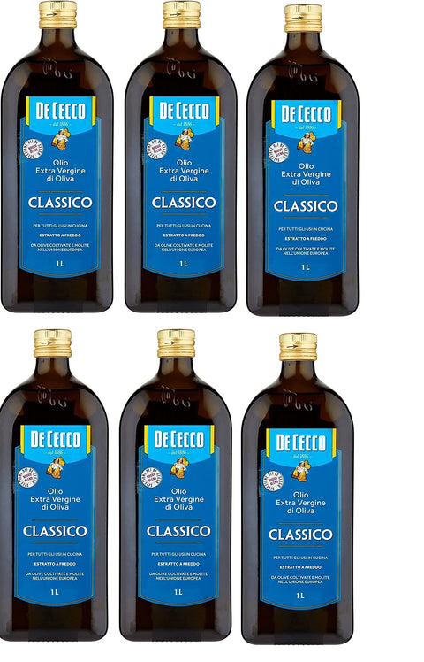 6 x De Cecco Classico Extra Virgin Olive Oil Extra Olio Virgin 1 Litre