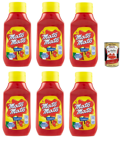 Mato Mato Ketchup Classico, Tomato Ketchup with 100% Italian Tomatoes, 6 x 390 g Tomato Ketchup (Fruity, Tomato Flavour) + Italian Gourmet Polpa 400 g