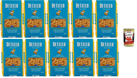 De Cecco Fusilli Pasta, Durum Wheat Semola, 10 x 500 g Pack, Italian Premium Pasta, + Italian Gourmet Polpa 400 g