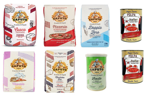 Caputo Cuoco Pizzeria Doppio Zero Nuvola Oro Lievito Farina Pizza Flour 5x 1 kg and Italian Gourmet Polpa di pomodoro Fine Chopped Tomato Paste 2 x 400 g