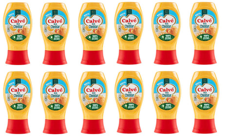 12 x Calvé Salsa Cheddar Table Sauce Cheddar Sauce Squeeze Seasoning Sauces 100% Recyclable Bottle 245 ml