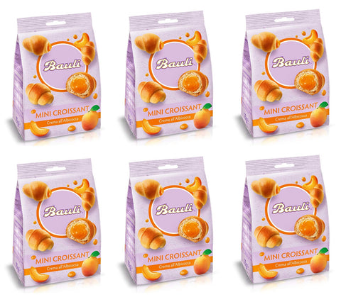 6x Bauli Mini Croissant with Cream All'albicocca with Apricot Cream 75g Italian Snack Nibble Item