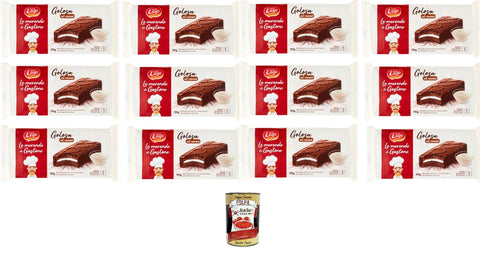 Lago Gastone Golosa al Cacao Delicious Cocoa Double Filling with Milk and Cocoa 12 x 195 g + Italian Gourmet Polpa 400 g