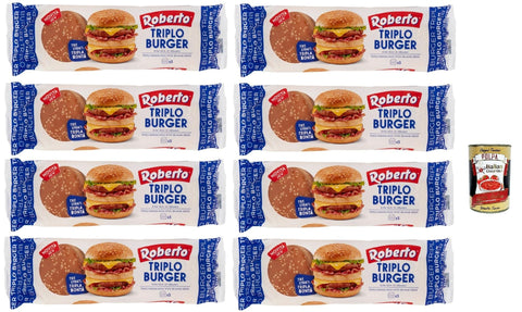 Roberto Triplo Burger Con Semi Di Sesamo, Triple Hamburger Buns, Hamburger Buns, 8 x 240 g + Italian Gourmet Polpa 400 g