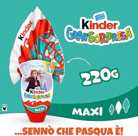 Kinder GranSorpresa Maxi Disney Frozen Finest Milk Chocolate Easter Egg with Disney Frozen Surprise, 220g