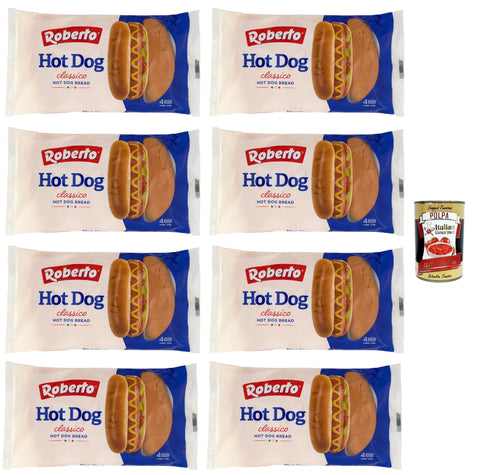 Roberto Panini Per Hot Dog 4 Hot Dog Buns, 8 x 250 g + Italian Gourmet Polpa 400 g