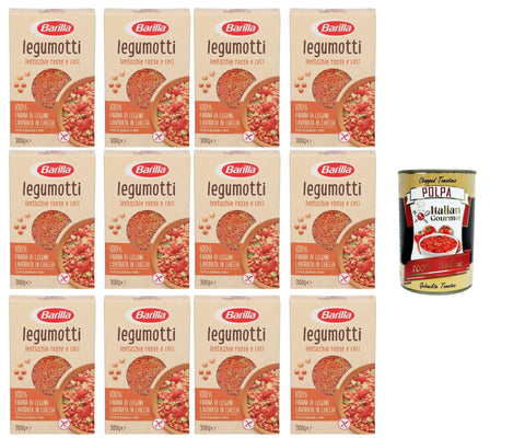 Barilla Legumotti Lentils & Chickpeas, 12 x 300 g, Granules Made from 100% Legumes, Protein Rich & Versatile for Bowls, Salads & Hot Dishes + Italian Gourmet Polpa