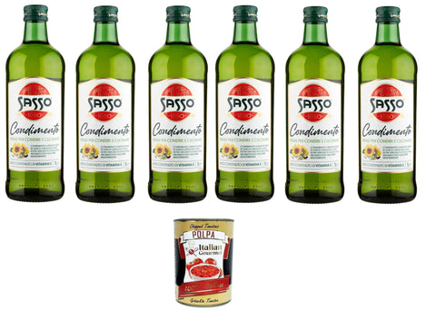 Sasso Condimento Ideal per Condire e Cucinare Spice, Ideal for Seasoning and Cooking, 6 x 1 Litre + Italian Gourmet Polpa 400 g