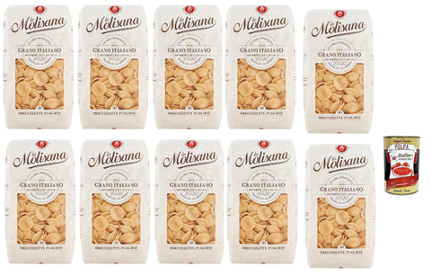 La Molisana Orecchiette Pugliesi N. 30 Pasta Lenta Lavorazione Pasta Made of Durum Wheat Semolina Bronze Drawing 500 g + Italian Gourmet Polpa 400 g Pack of 10