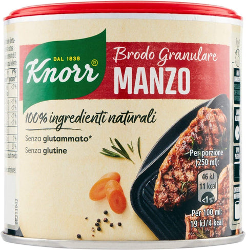 Knorr Brodo Granulare Manzo Beef Granulated Broth 100% Natural Ingredients 135g Gluten-Free 100% Italian Broth