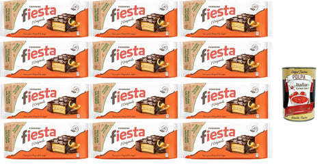 Fiesta 10 Snacks Sponge Cake with Chocolate, Delicate Orange Flavour, Excellent for Breakfast and Snack, 12 x 360 g + Italian Gourmet Polpa 400 g