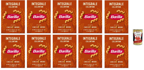 Barilla Integrale Cellentani Whole Grain Pasta, 10 x 500 g, 100% Whole Grain Durum Wheat, High-Fibre, Vegan Spiral Noodles with Perfect Sauce Binding, al Dente in 10 Minutes + Italian Gourmet Polpa