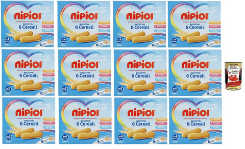 Nipiol Biscottini 6 Cereali, 12 x 360 g + Italian Gourmet Polpa 400 g