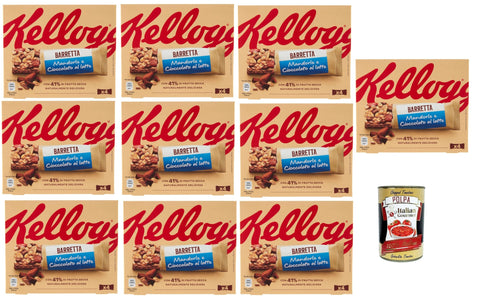 Almond and Milk Chocolate Bar, Almond Flavour and Milk Chocolate, Rich in Fibre and with 41% of Dried Fruits, 10 x 128 g + Italian Gourmet Polpa 400 g