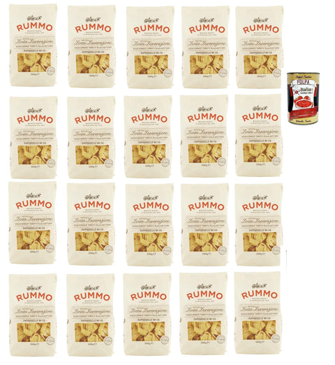 Rummo Pappardelle No. 119, Pasta Lenta Lavorazione Pasta Made of Durum Wheat Semolina Bronze Drawing 20 x 500 g + Italian Gourmet Polpa 400 g
