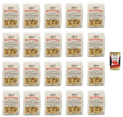 Rummo Rigatoni N°50 Pasta Lenta Lavorazione Pasta Made of Durum Wheat Semolina Bronze Drawing 20 x 500 g + Italian Gourmet Polpa 400 g