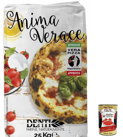 Molino Denti Special Flour for Pizza "Anima Verace" 25 kg + Italian Gourmet Polpa 400g