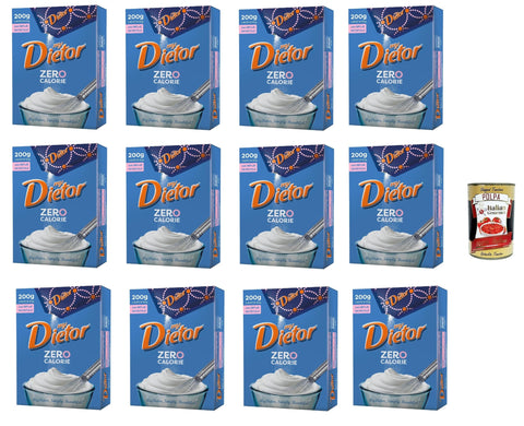 Dietor, my Dietor Zero Calorie, Natural Sweetener 0 kcal, Gluten Free, Gluten Free, No Aspartame, in Powder Form 12 x 200 g + Italian Gourmet Polpa 400 g