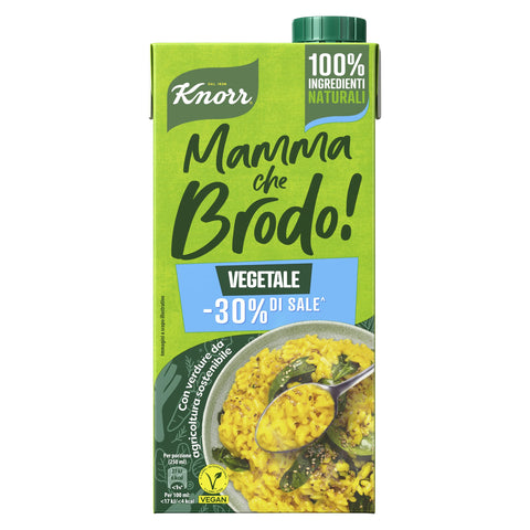 Knor Mamma che Brodo! Vegetale -30% Salt Vegetables 1Lt + Italian Gourmet Polpa 400g