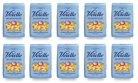 Voiello La Mezza Penna Rigata n°154 Pasta 100% Italian Wheat 500 g Pasta Made of Durum Wheat Semolina Bronze Drawing Pack of 10