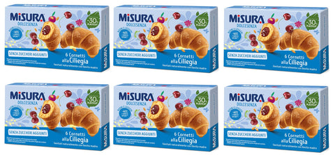 6x Misura Dolcesenza Cornetti alla Ciliegia Senza Zuccheri Aggiunti Croissant with Cherry Filling No Added Sugar 290 g