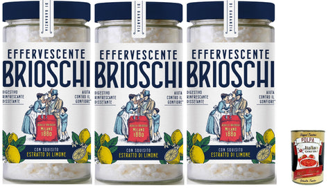 Brioschi Digestivo, Refreshing and Thirsty Digestion, Lime Refreshing Digestive Dissolution with Lemon Flavour, 3 x 200 g + Italian Gourmet Polpa 400 g