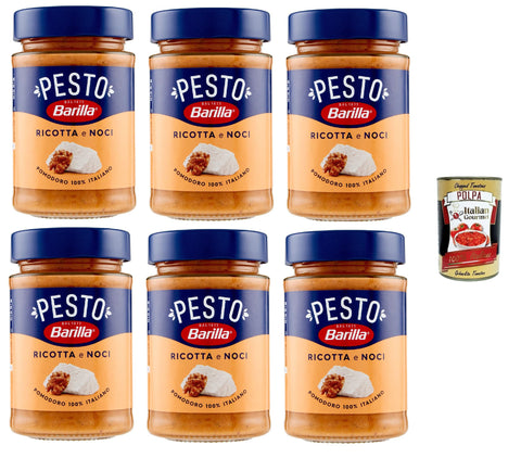 Barilla Pesto Ricotta e Noci, Italian Pasta Sauce with Ricotta and Walnuts, 12 x 190 g, + Italian Gourmet Polpa 400g