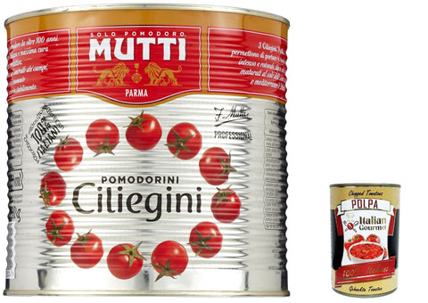 6 x Mutti Pomodorini ciliegini cherry tomatoes, 2.5 kg + Italian gourmet polpa 400 g