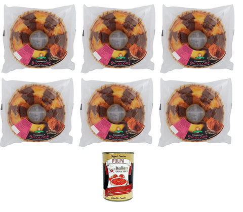 Gecchele Ciambella Bicolore Bicolour Doughnut Baked Confectionery Product 6 x 400 g + Italian Gourmet Polpa 400 g
