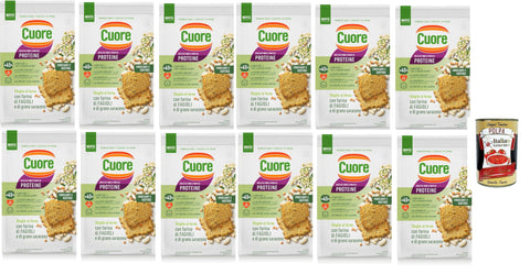 Crackers sfoglie cotte cuore con farina di fagioli e di grano saraceno, crackers leaves with beans and buckwheat, 12 x 170 g + Italian gourmet polpa 400 g