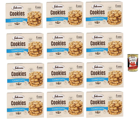 Falcone Cookies Cioko Latte, Biscuits with Milk Chocolate Chips 12 x 200 g + Italian Gourmet Polpa 400 g