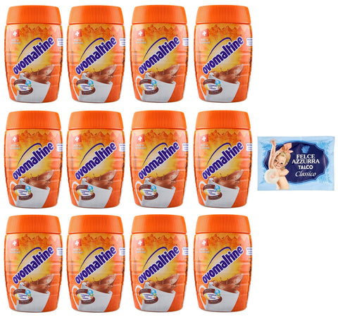Ovomaltine Malt Drink Powder Cocoa Flavour 400 g + 1 Pack Free Felce Azzurra Talcum Powder, 100 g Bag