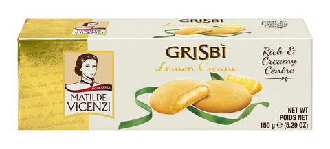 Matilde Vicenzi Grisbi Lemon Italian Biscuits with Velvety Cream Filling, Shortcrust Pastry Biscuits According to Italian Baking Tradition, Pack of 14 Shortcrust Pastries (14 x 150 g)