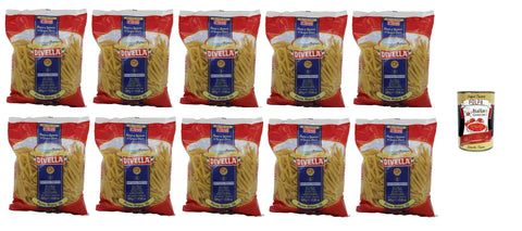 Divella Penne Regine N. 36 Durum Wheat Semolina Pasta Italian Noodles 500 g Pack + Italian Gourmet Polpa di Pomodoro 400 g Pack of 10