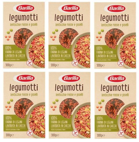 6 x Barilla Legumotti Lenticchie Rosse e Piselli Red Lentils and Peas Rich in Protein and Fibre Gluten Free 300 g